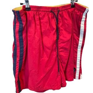 Nautica Mens XL Swim Trunks Shorts Red Blue White Striped Nylon‎ Drawstring